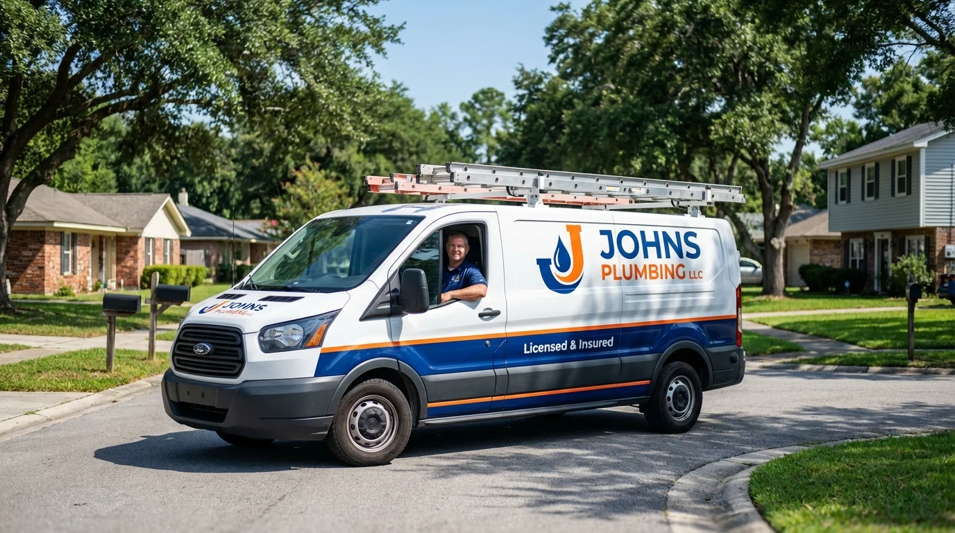 Johns Plumbing LLC service van in New Durham, NH