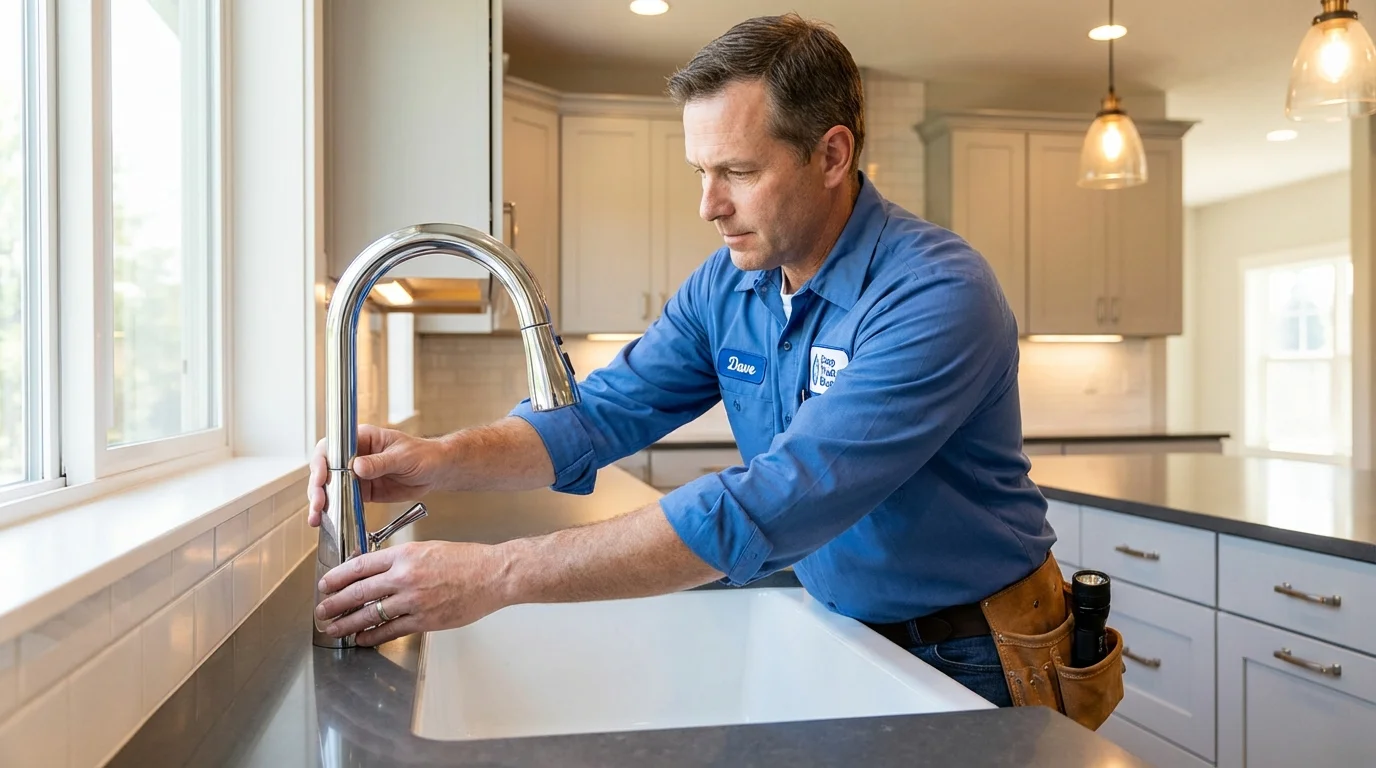 Kitchen faucet installation by Johns Plumbing LLC in New Durham