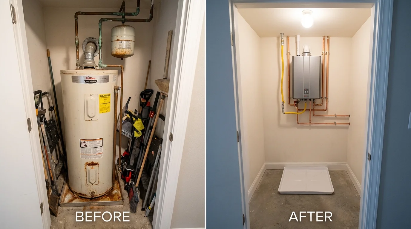 Tank water heater versus wall-mounted tankless unit comparison for New Durham, NH homeowners